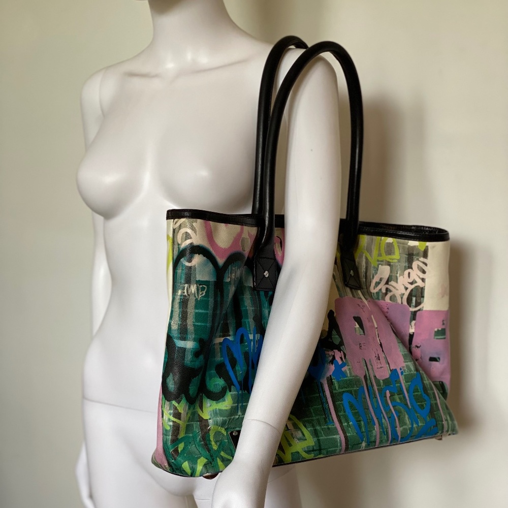 L.A.M.B. Black Base + Colors Leather Tote